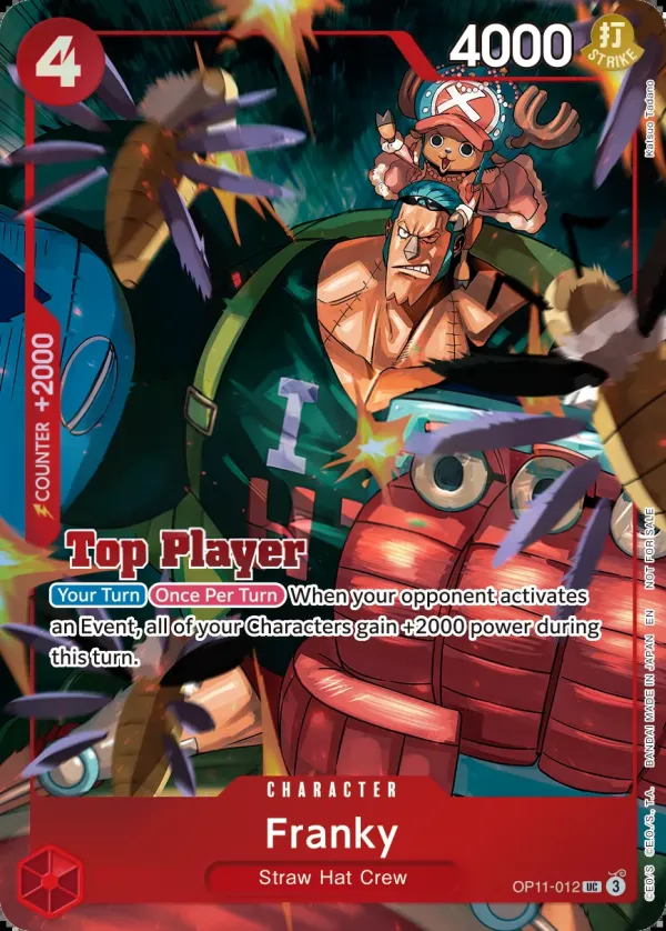 A Fist of Divine Speed 英語版 Franky OP11-012 · チャンピオンシップ トッププレイヤー カード表面