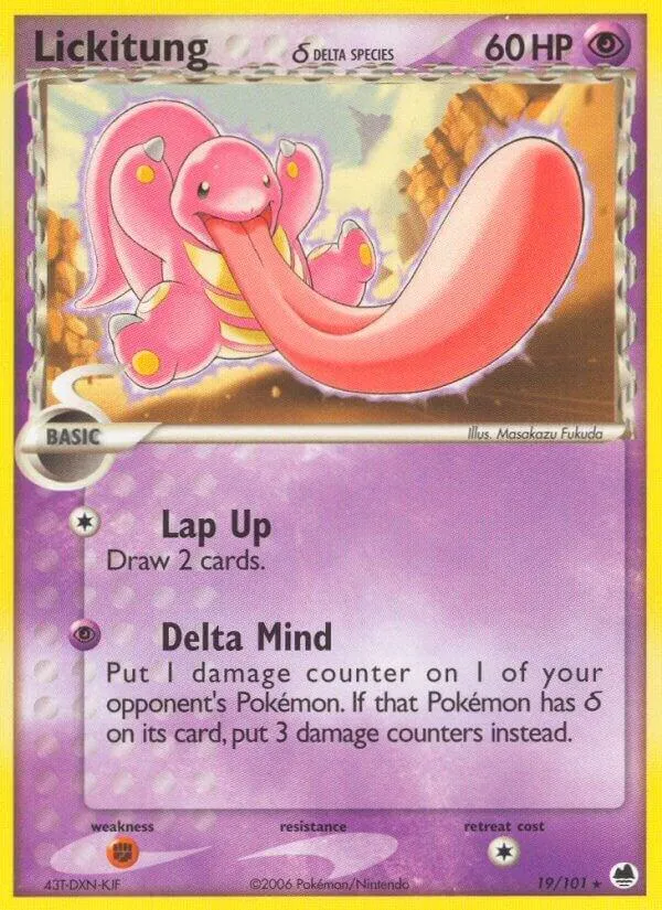 EX Dragon Frontiers 영어판 Lickitung δ 19 카드 앞면