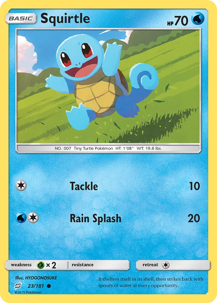 Front of Squirtle 23, Sun & Moon—Team Up English