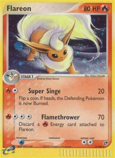 EX Sandstorm 영어판 Flareon 5 카드 앞면