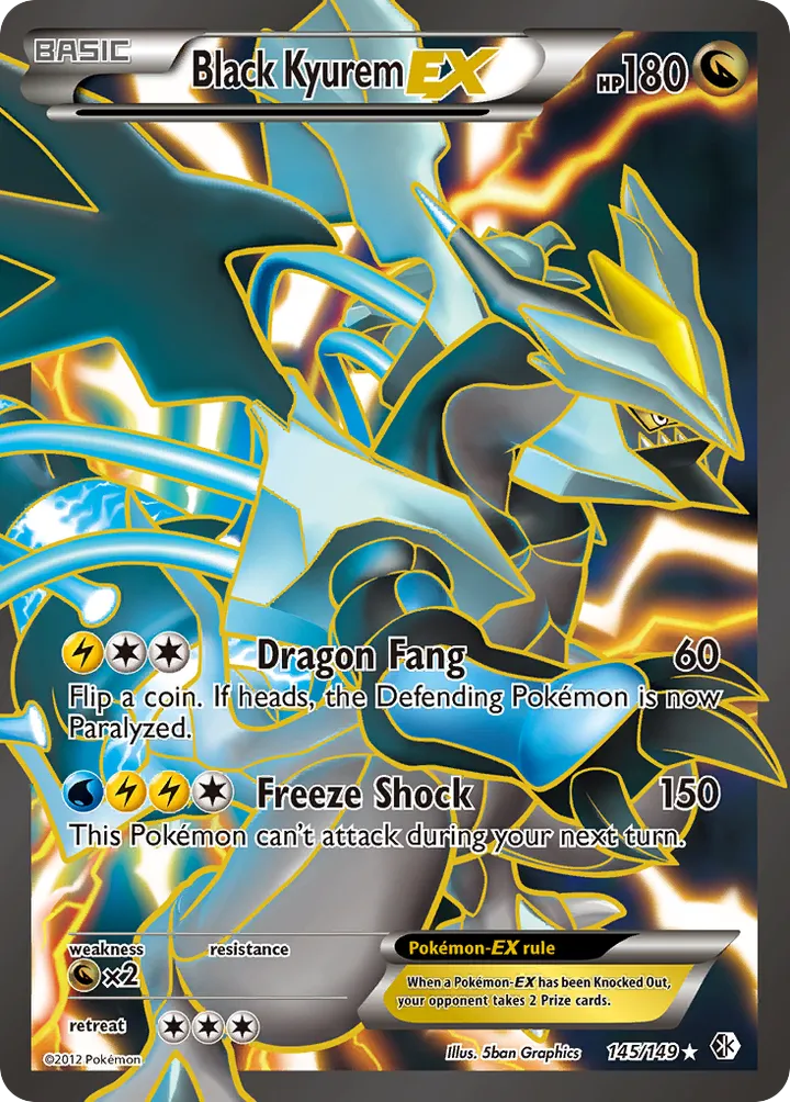 Black & White—Boundaries Crossed 영어판 Black Kyurem-EX 145 카드 앞면