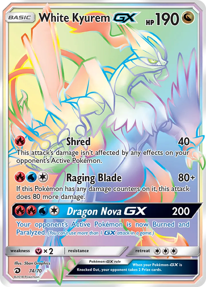 Dragon Majesty 영어판 White Kyurem-GX 74 카드 앞면
