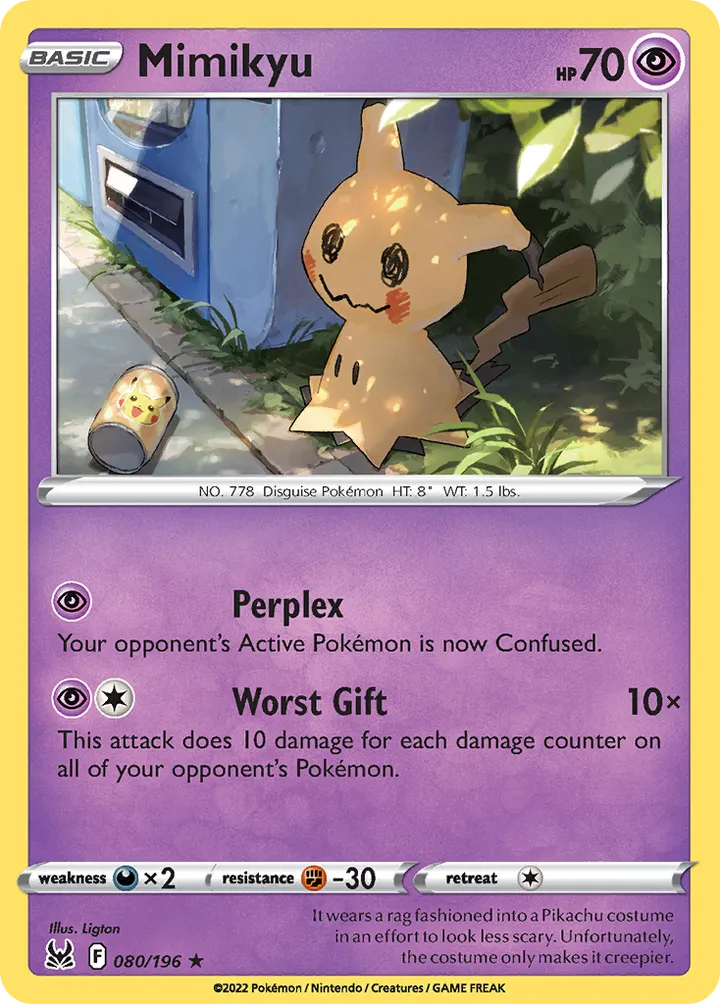 Sword & Shield—Lost Origin 영어판 Mimikyu 80 카드 앞면