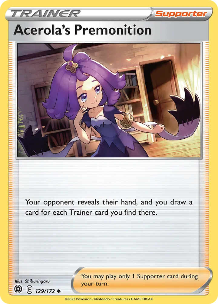 Sword & Shield—Brilliant Stars 영어판 Acerola's Premonition 129 카드 앞면