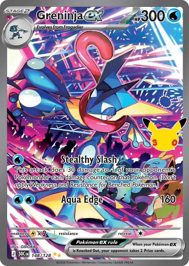 Pokémon TCG: 30th Celebration 英語版 Greninja ex 148 カード表面