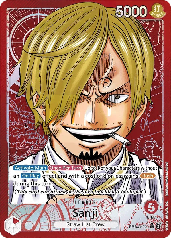 One Piece Card The Best 英語版 Sanji PRB01-001 · パラレル カード表面