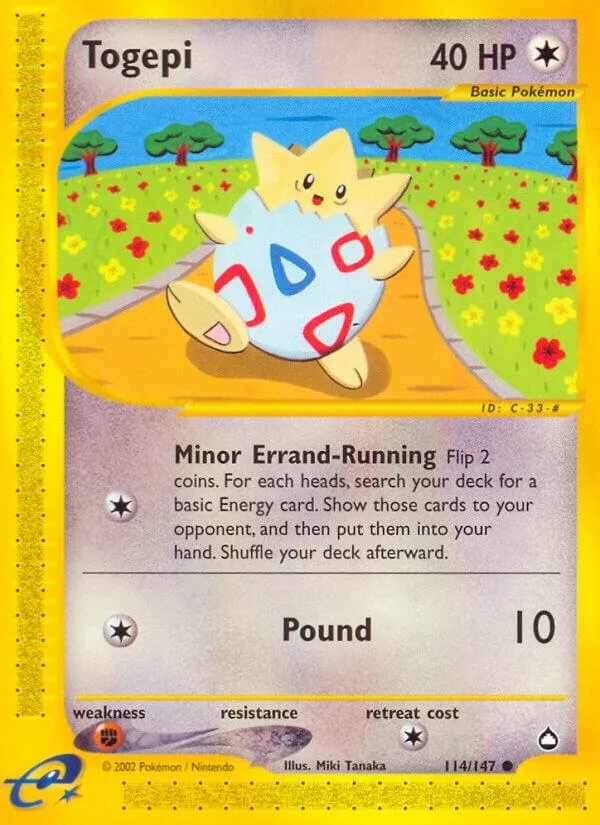 Aquapolis 英語版 Togepi 114 カード表面