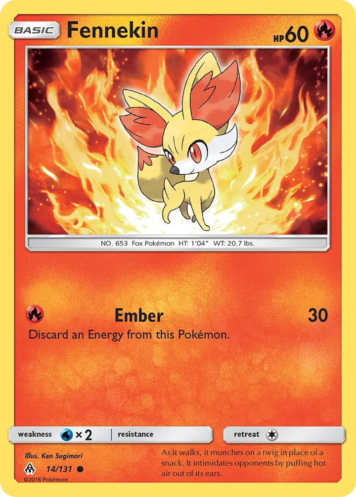 Sun & Moon—Forbidden Light 영어판 Fennekin 14 카드 앞면