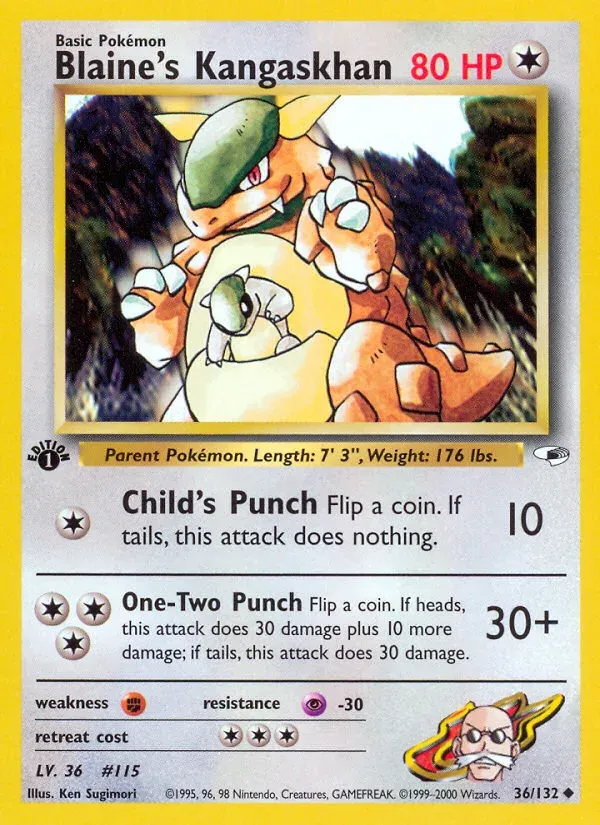 Gym Heroes 영어판 Blaine's Kangaskhan 36 카드 앞면