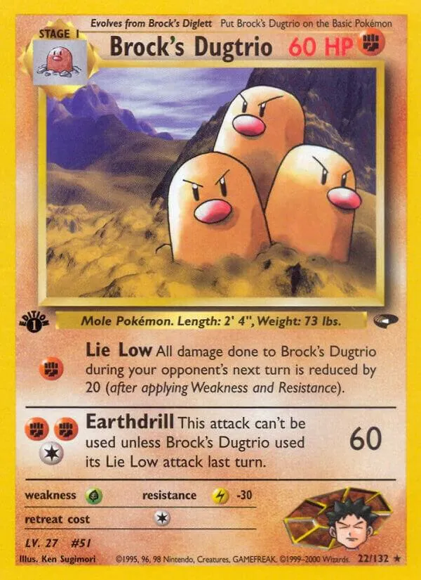 Gym Challenge 英語版 Brock's Dugtrio 22 カード表面