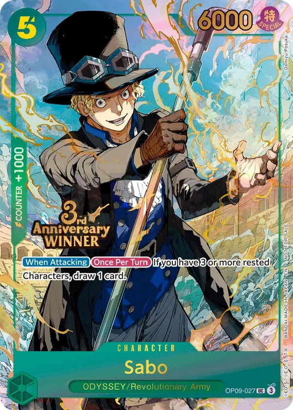 Emperors in the New World 英語版 Sabo OP09-027 · パラレル 3 カード表面