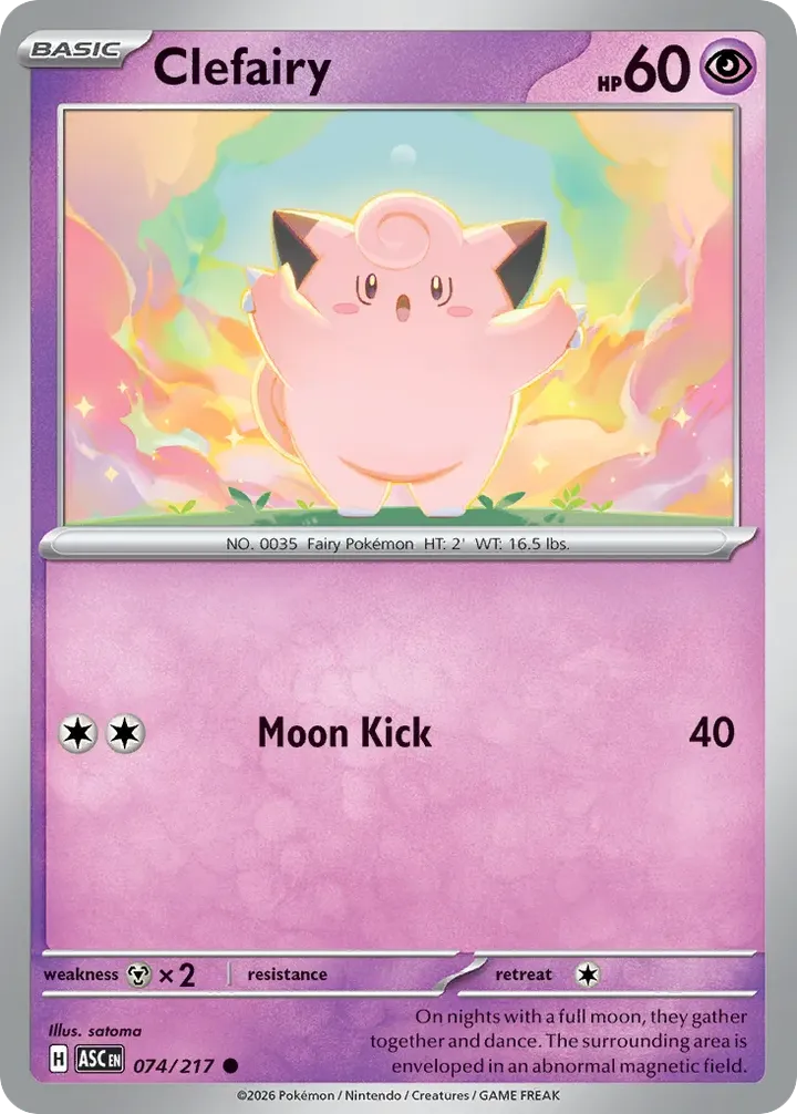 Mega Evolution—Ascended Heroes 영어판 Clefairy 74 카드 앞면
