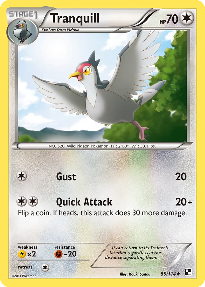 Black & White 영어판 Tranquill 85 카드 앞면