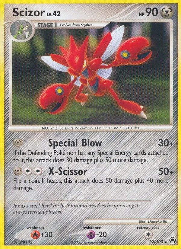 Diamond & Pearl—Majestic Dawn 영어판 Scizor 29 카드 앞면