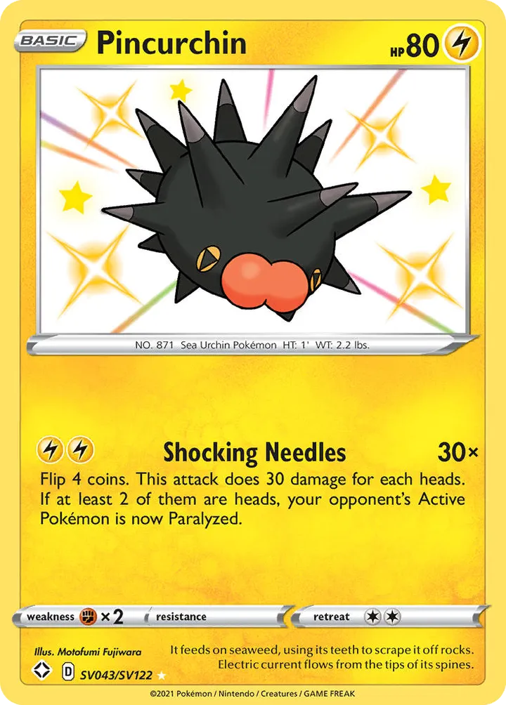 Shining Fates 영어판 Pincurchin SV043 카드 앞면