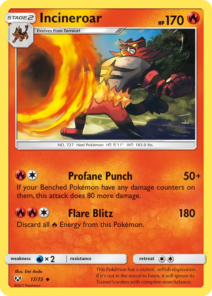 Shining Legends 英語版 Incineroar 17 カード表面