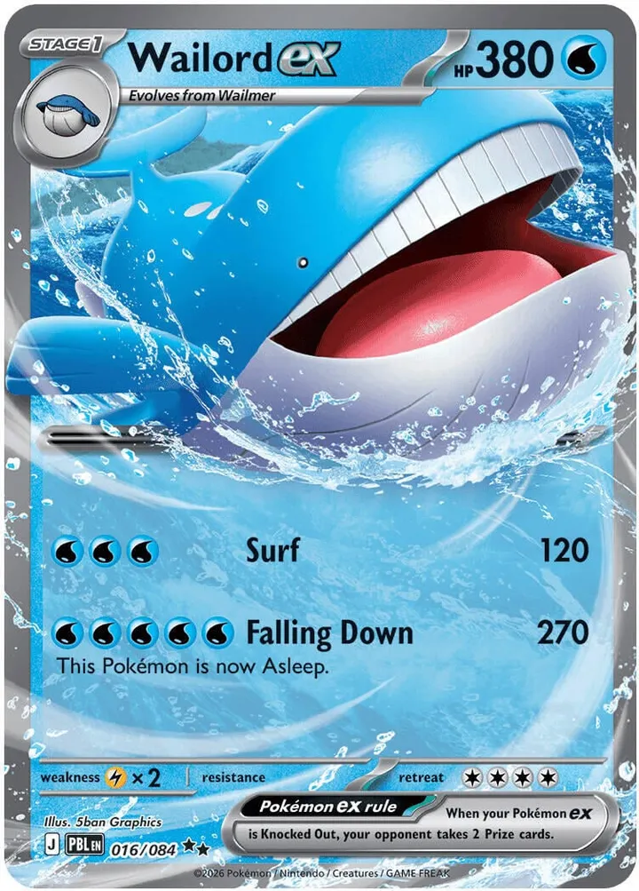 Mega Evolution—Pitch Black 영어판 Wailord ex 16 카드 앞면