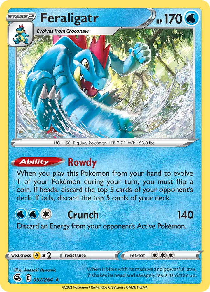 Sword & Shield—Fusion Strike 영어판 Feraligatr 57 카드 앞면