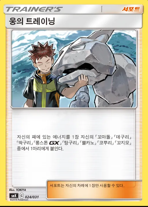 썬&문 스타터 세트 격투「롱스톤 GX」 물「아쿠스타 GX」 韓国語版 웅의 트레이닝 24 カード表面