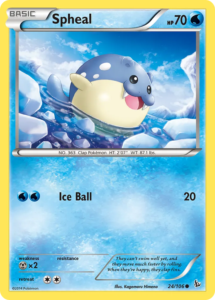 XY—Flashfire 영어판 Spheal 24 카드 앞면