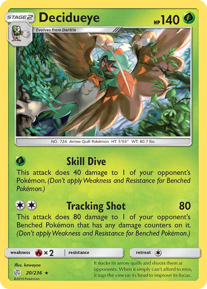Sun & Moon—Cosmic Eclipse 영어판 Decidueye 20 카드 앞면