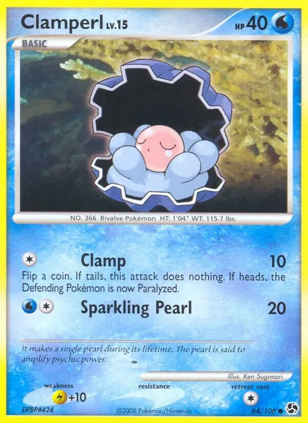 Diamond & Pearl—Great Encounters 영어판 Clamperl 64 카드 앞면