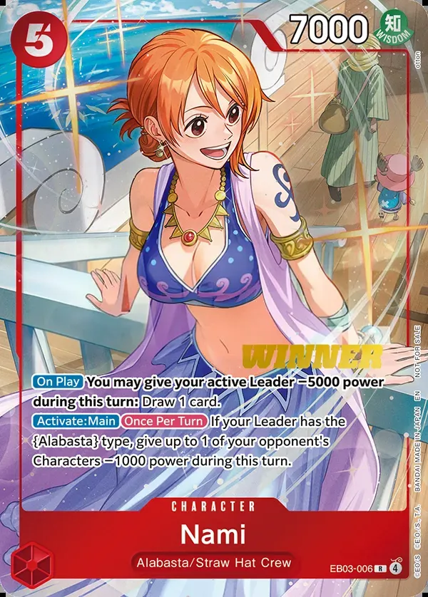 One Piece Heroines Edition 英語版 Nami EB03-006 · ウィナー カード表面