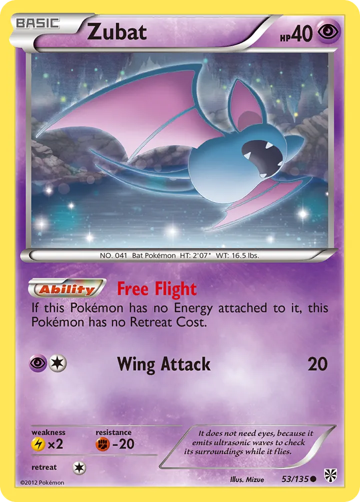 Black & White—Plasma Storm 영어판 Zubat 53 카드 앞면