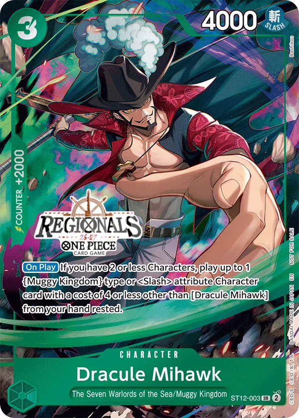 Zoro and Sanji 영어판 Dracule Mihawk ST12-003 · 리저널 참가 카드 앞면