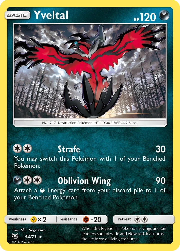 Shining Legends 英語版 Yveltal 54 カード表面