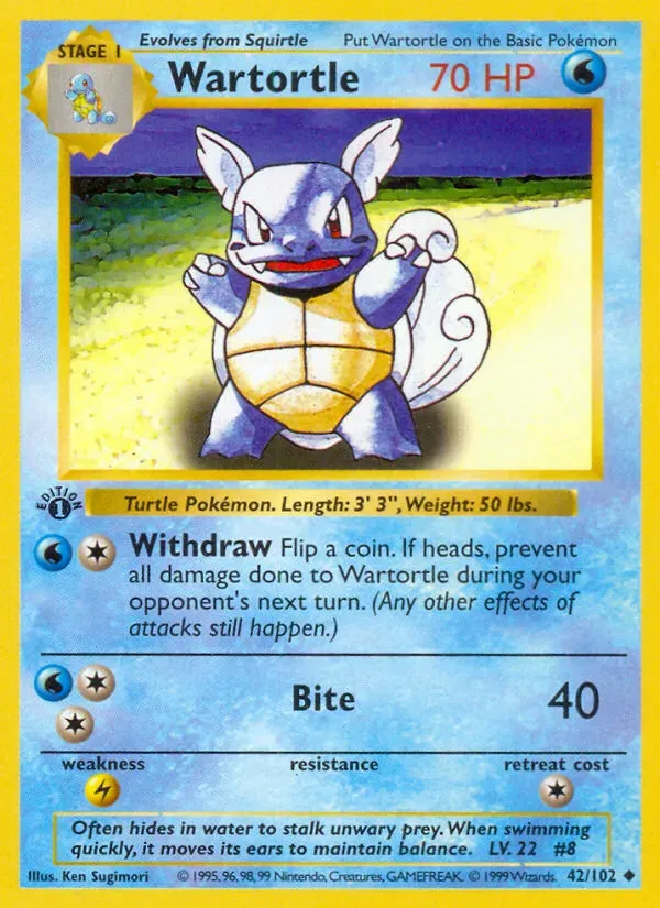 Base Set 英語版 Wartortle 42 カード表面