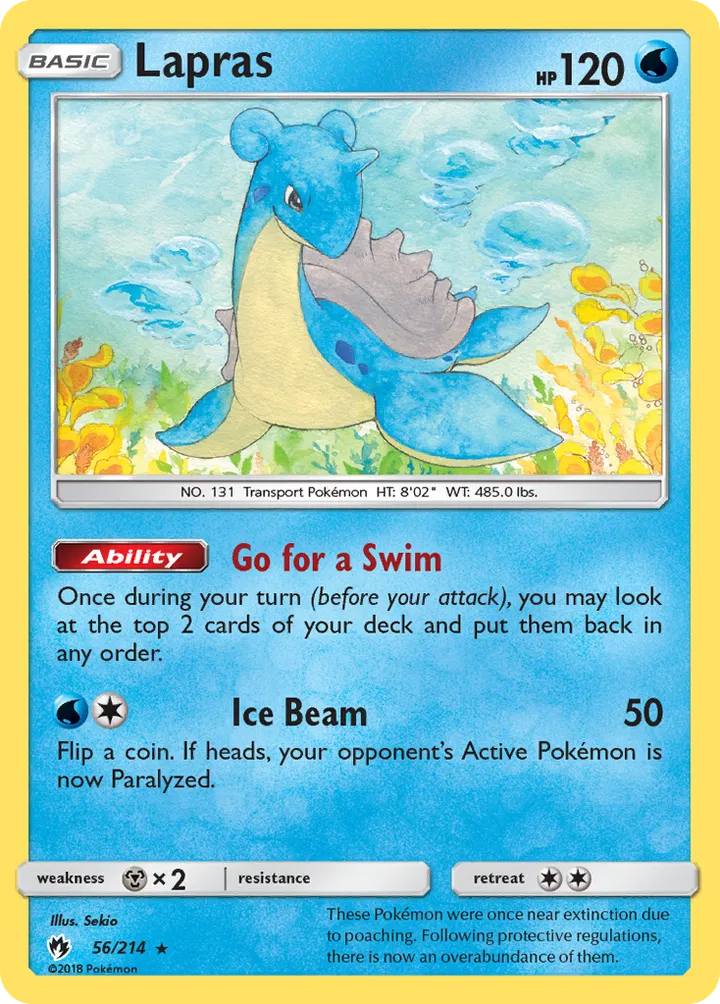 Sun & Moon—Lost Thunder 영어판 Lapras 56 카드 앞면
