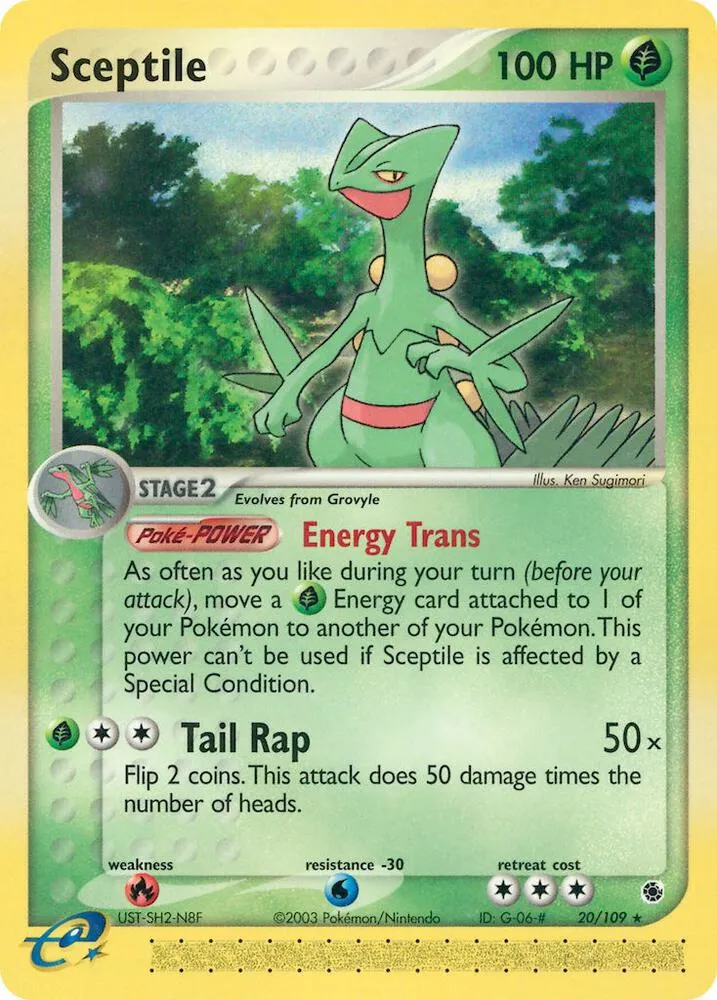 EX Ruby & Sapphire 영어판 Sceptile 20 카드 앞면