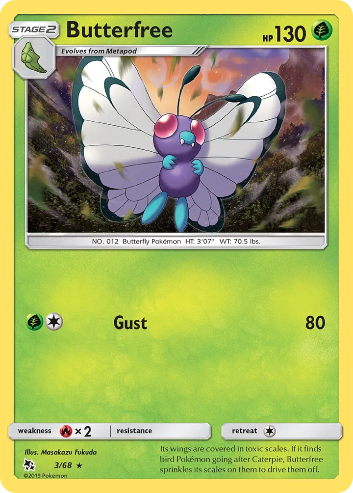 Hidden Fates 영어판 Butterfree 3 카드 앞면