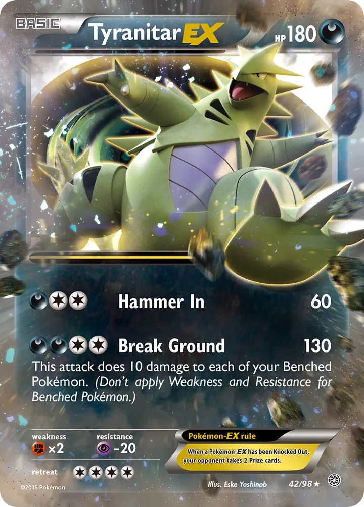 XY—Ancient Origins 英語版 Tyranitar-EX 42 カード表面
