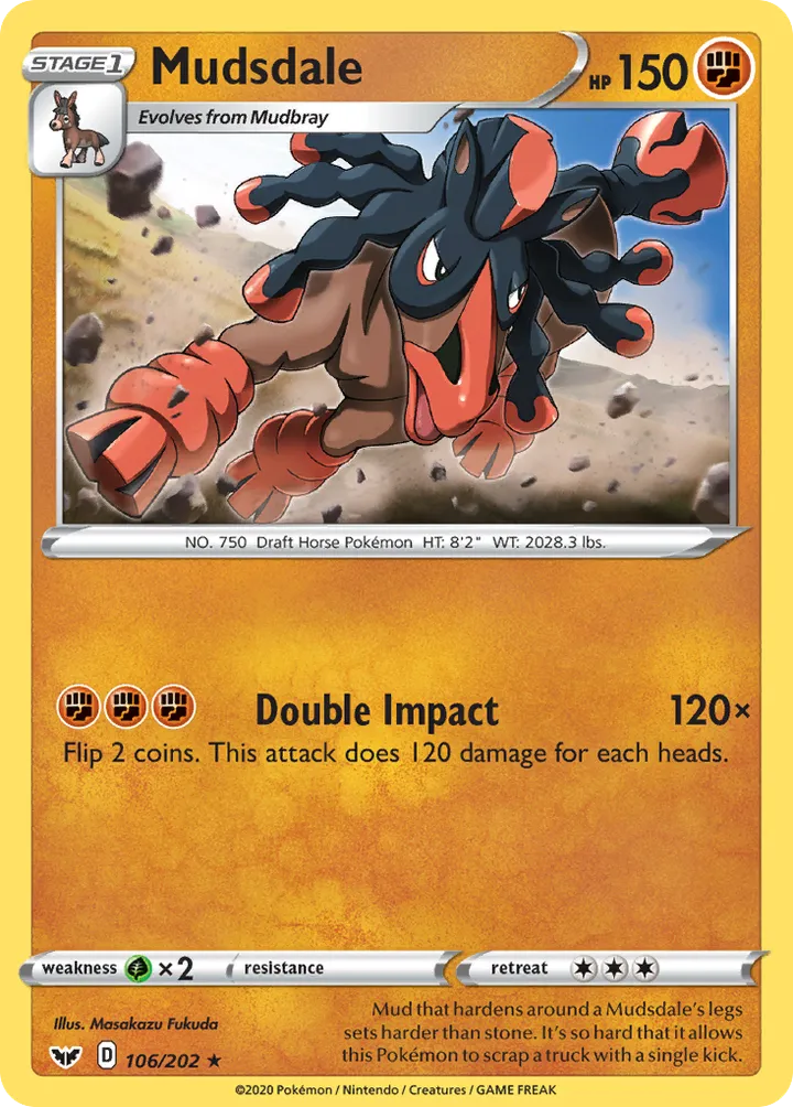 Front of Mudsdale 106, Sword & Shield English