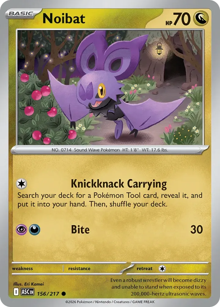 Mega Evolution—Ascended Heroes 영어판 Noibat 156 카드 앞면
