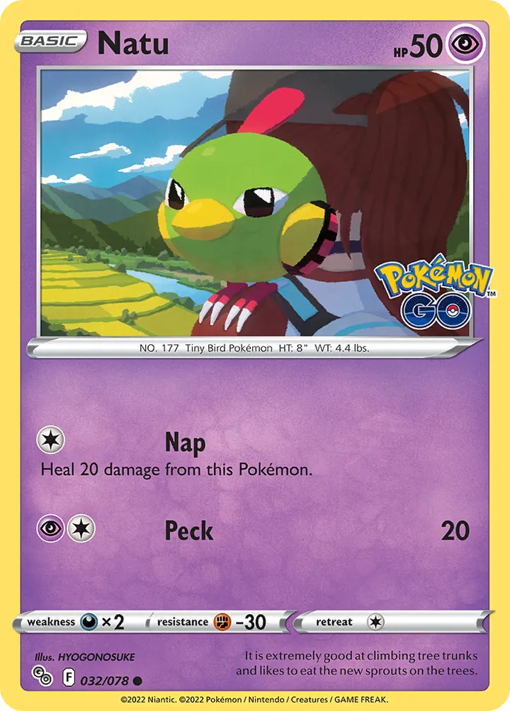 Pokémon TCG: Pokémon GO 영어판 Natu 32 카드 앞면