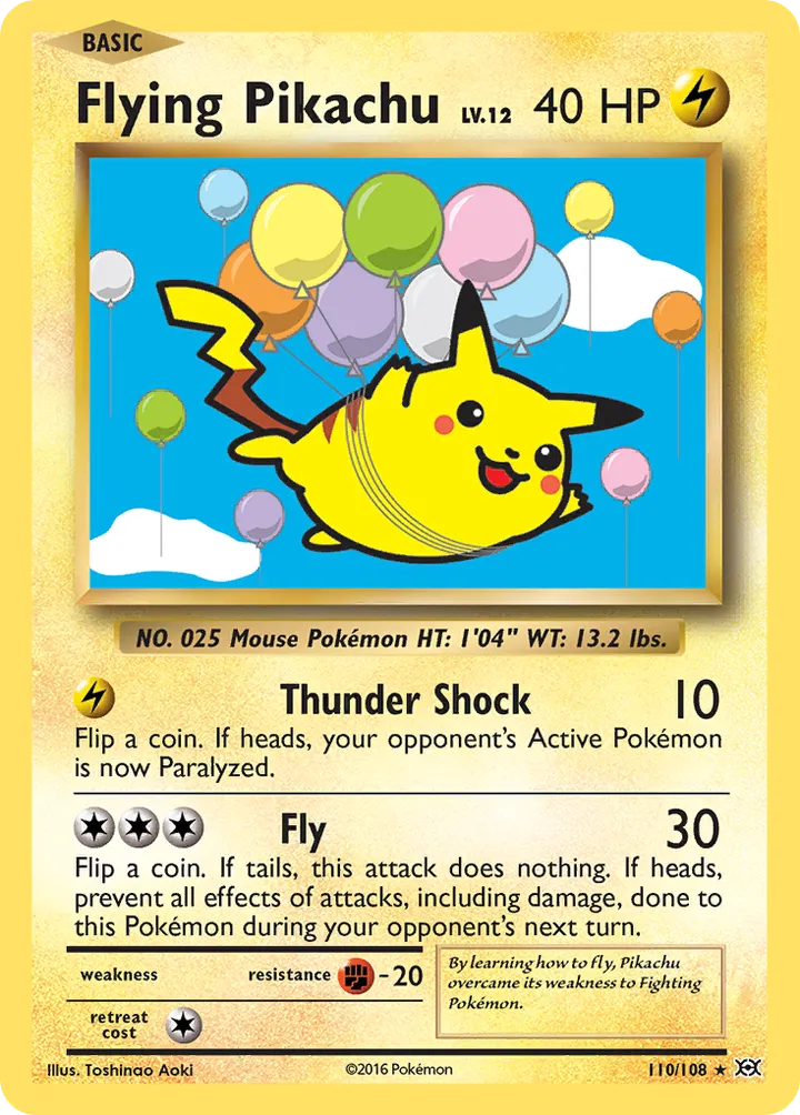 XY—Evolutions 영어판 Flying Pikachu 110 카드 앞면