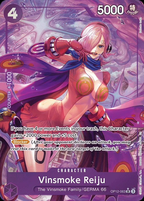 Legacy of the Master 英語版 Vinsmoke Reiju OP12-063 · パラレル カード表面