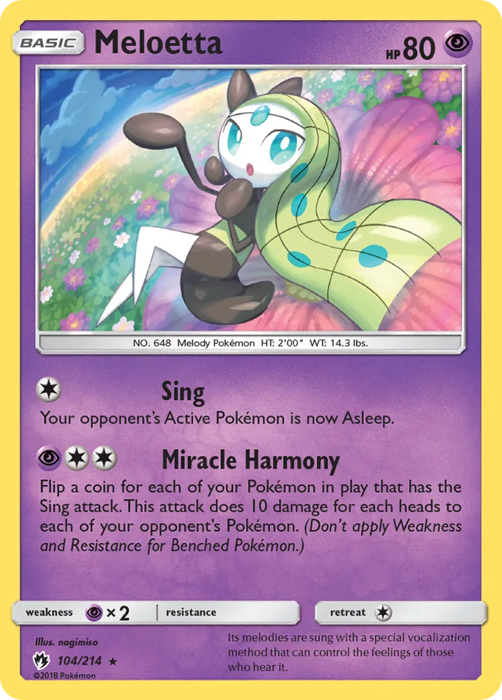 Sun & Moon—Lost Thunder 英語版 Meloetta 104 カード表面