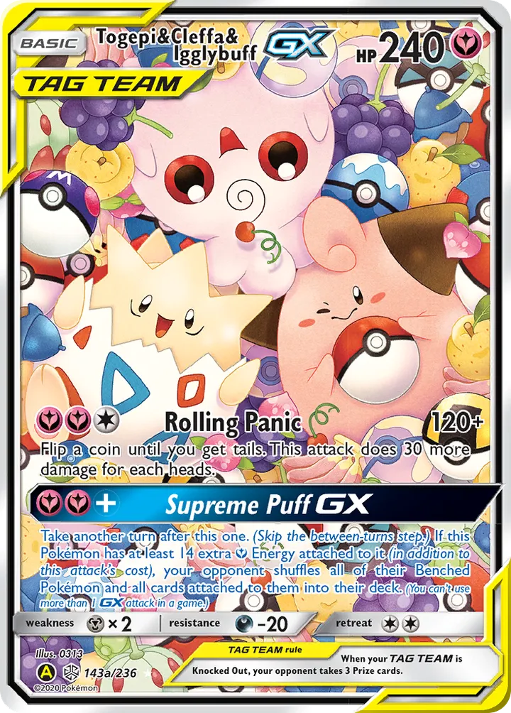 Sun & Moon—Cosmic Eclipse 英語版 Togepi & Cleffa & Igglybuff-GX 143a カード表面