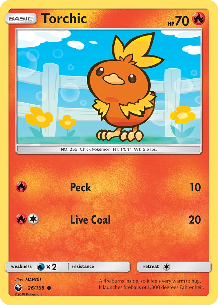 Sun & Moon—Celestial Storm 영어판 Torchic 26 카드 앞면