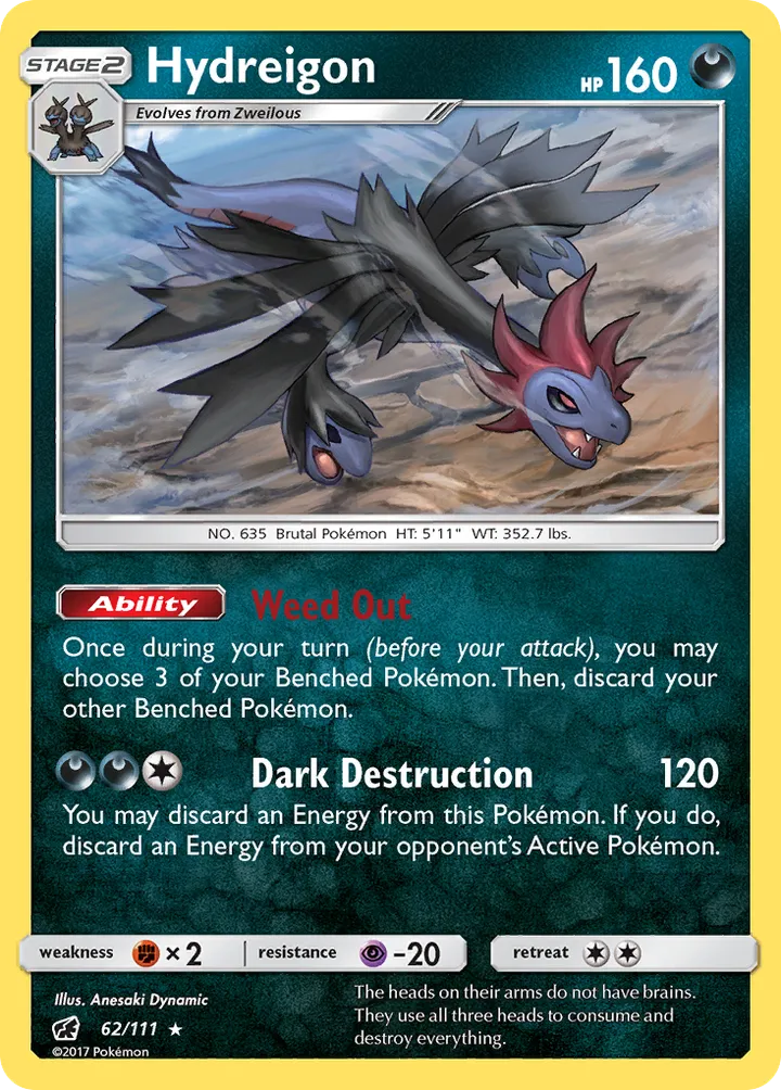 Sun & Moon—Crimson Invasion 영어판 Hydreigon 62 카드 앞면