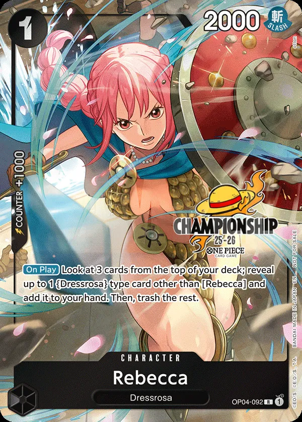 Kingdoms of Intrigue 英語版 Rebecca OP04-092 · パラレル 3 カード表面