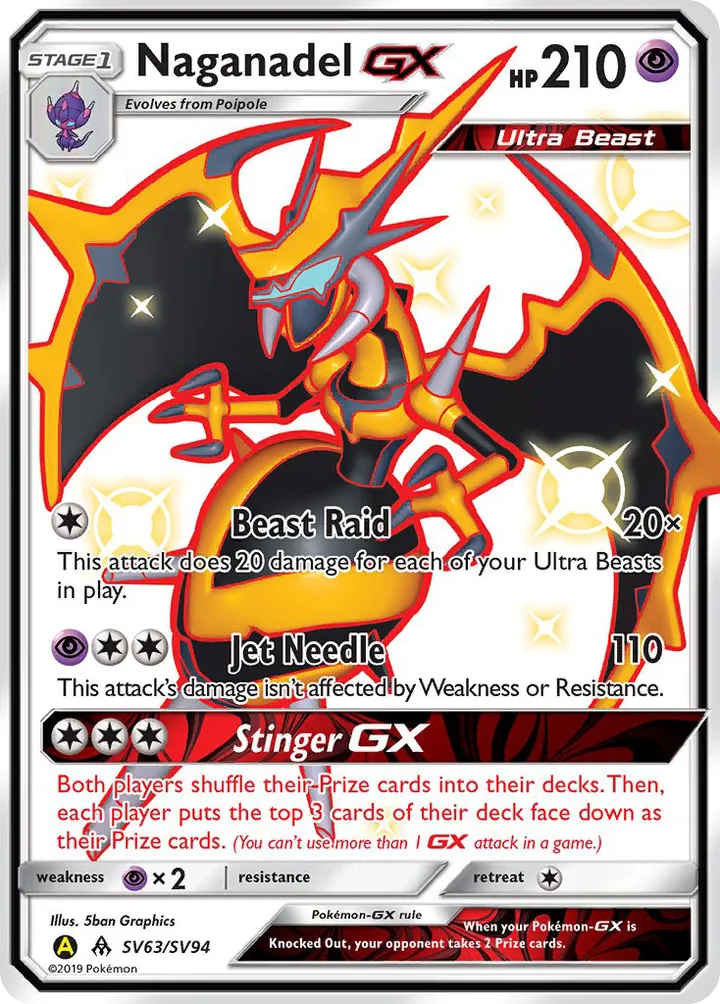 Front of Naganadel-GX SV63, Hidden Fates English