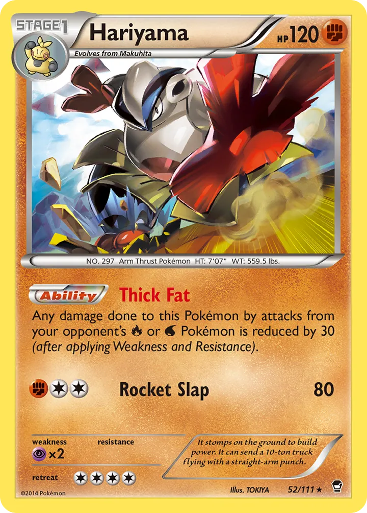 XY—Furious Fists 영어판 Hariyama 52 카드 앞면