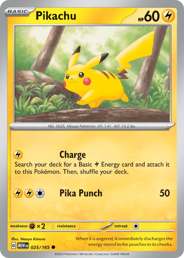 Scarlet & Violet—151 영어판 Pikachu 25 카드 앞면