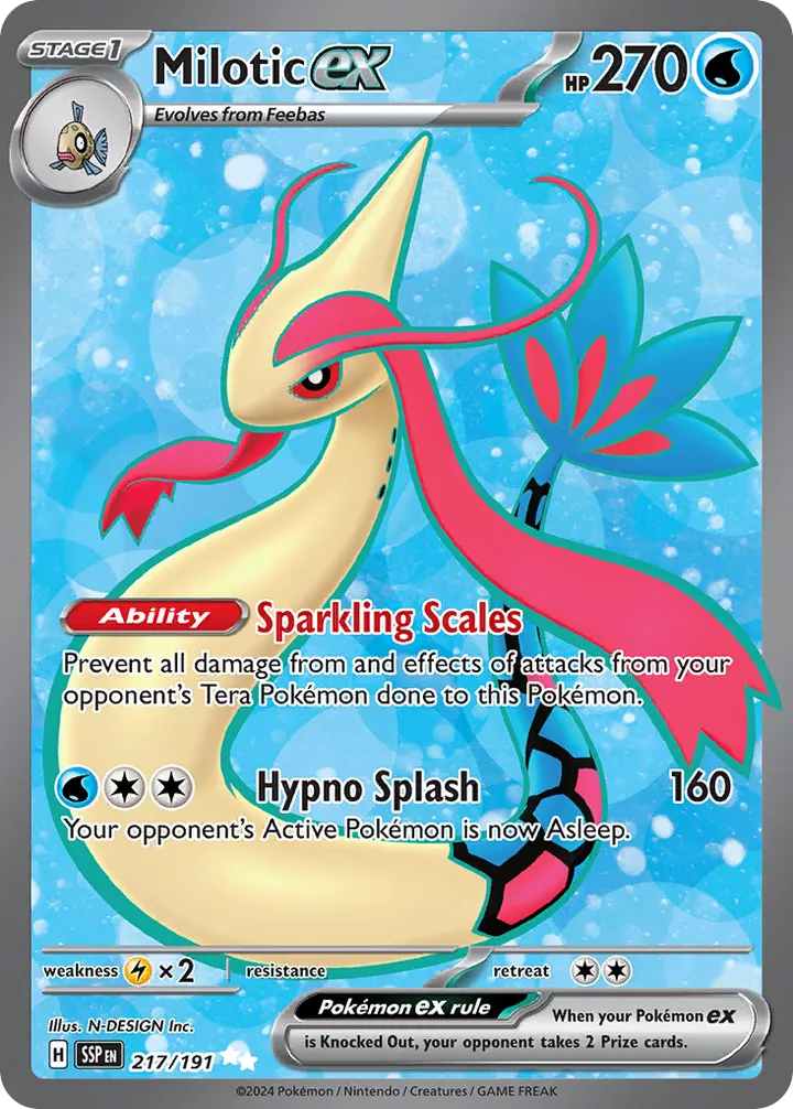 Scarlet & Violet—Surging Sparks 영어판 Milotic ex 217 카드 앞면