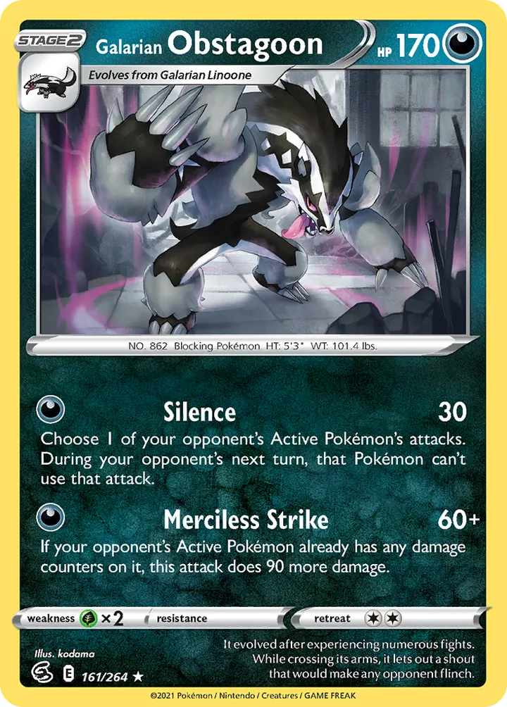 Sword & Shield—Fusion Strike 영어판 Galarian Obstagoon 161 카드 앞면
